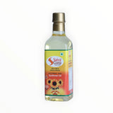 Satva Guna 100% pure cold pressed edible sunflower oil bottle 500ml with sunflower image