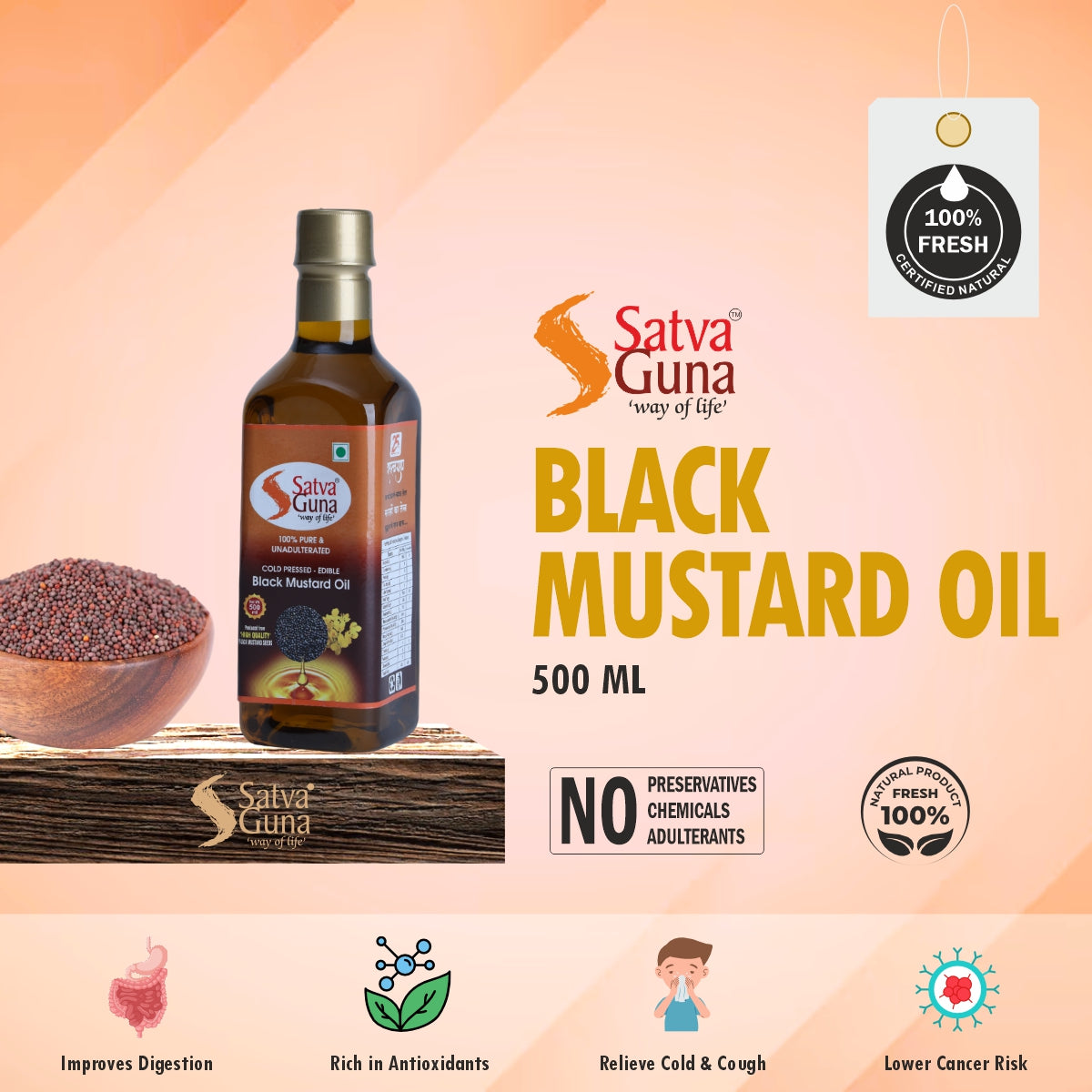 Satvaguna Cold Pressed Black Mustard Oil