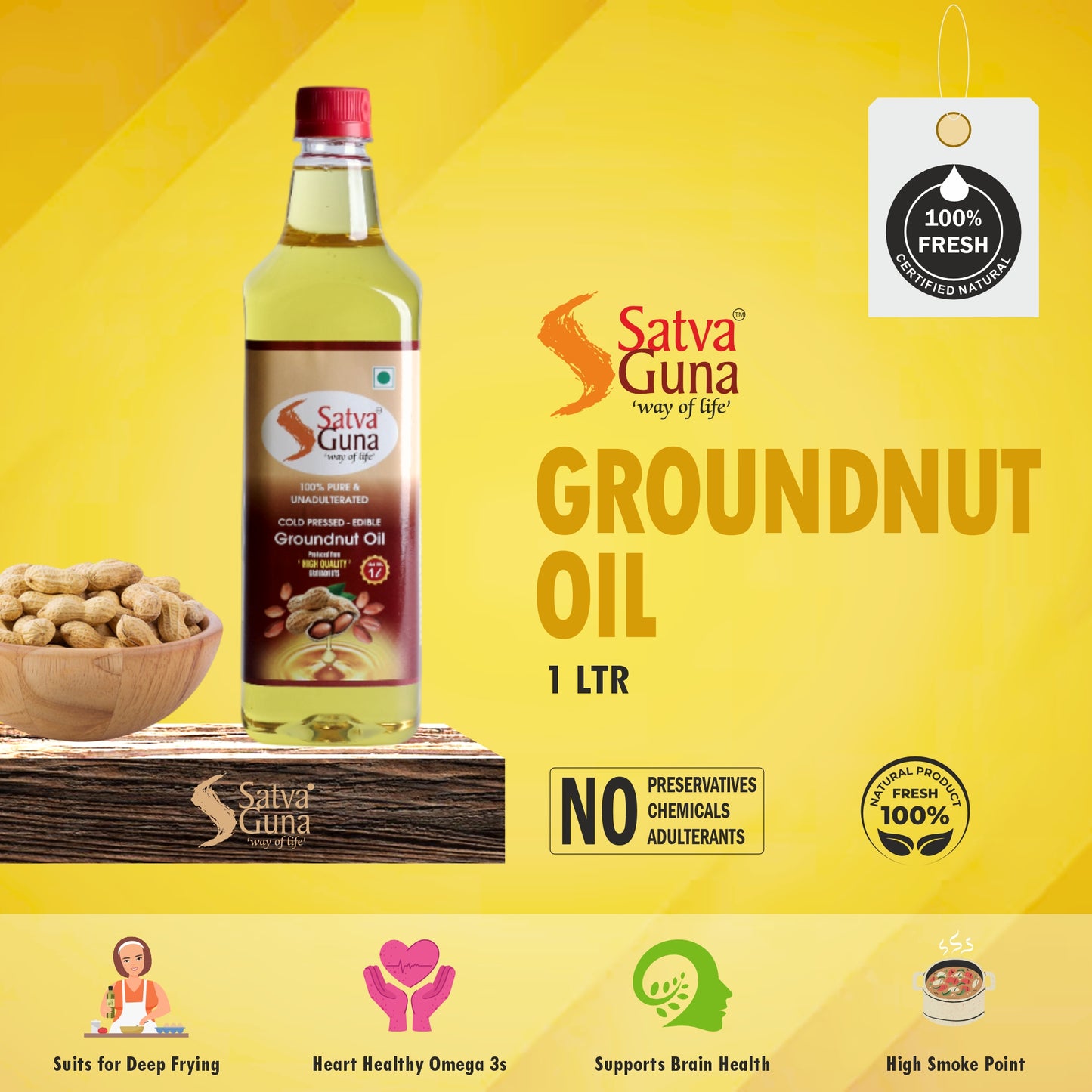 Cold Pressed Groundnut Oil Edible 1 Litre